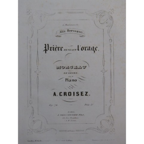 CROISEZ Alexandre Prière pendant l'orage Piano XIXe siècle
