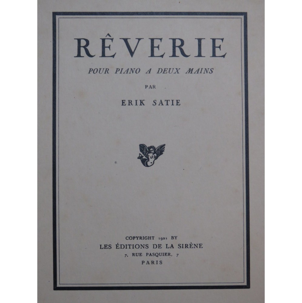 SATIE Erik Rêverie de l'Enfance de Pantagruel Piano 1920