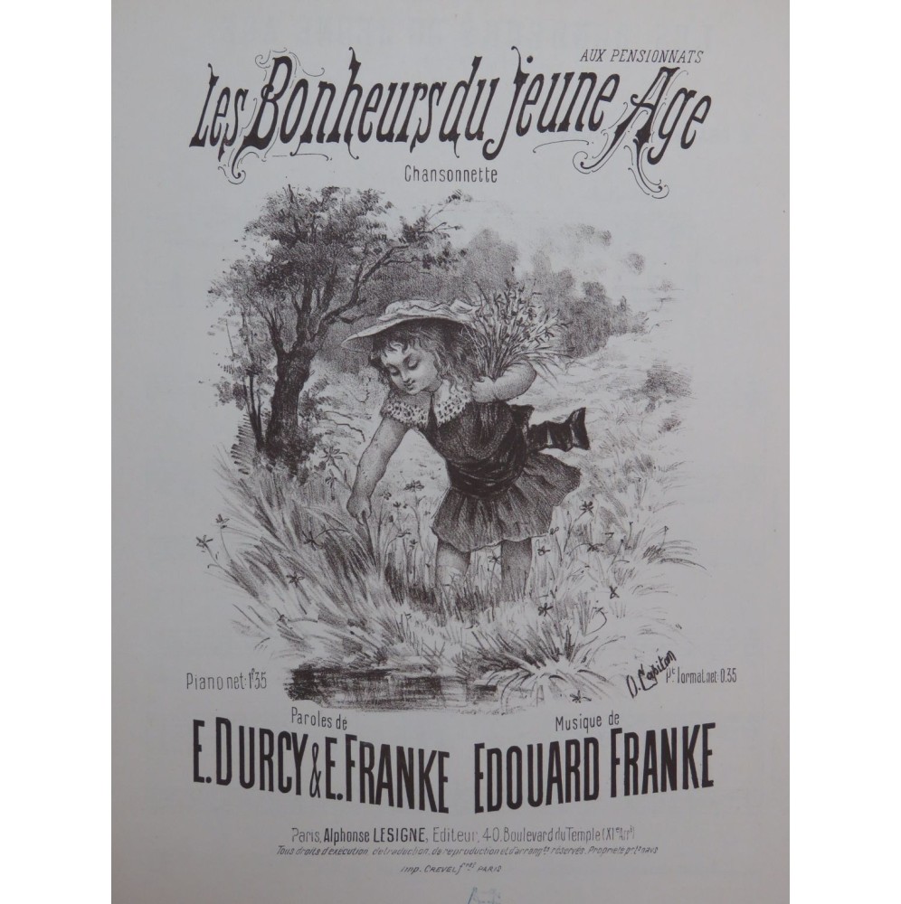 FRANKE Edouard Les Bonheurs du Jeune Age Chant Piano