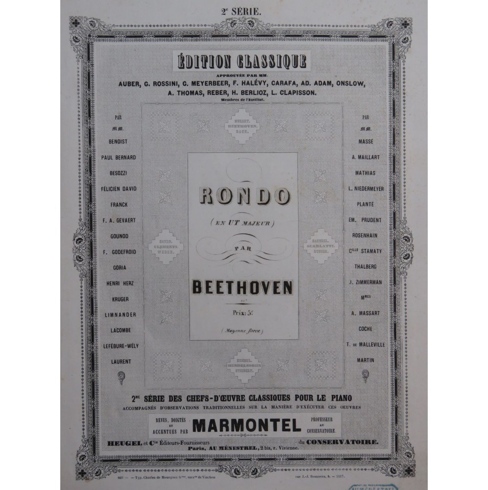 BEETHOVEN Rondo en Ut Piano ca1860