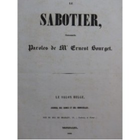 BOURGET Ernest Le Sabotier Chansonnette Chant Piano 1850