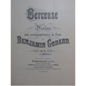 GODARD Benjamin Berceuse op 78 No 2 Violon Piano