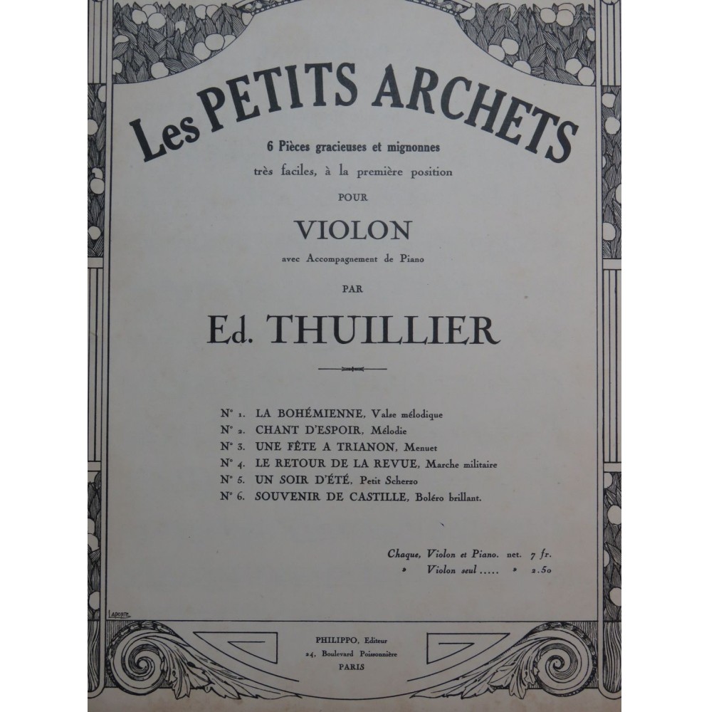 THUILLIER Edmond La Bohémienne Piano Violon ou Mandoline
