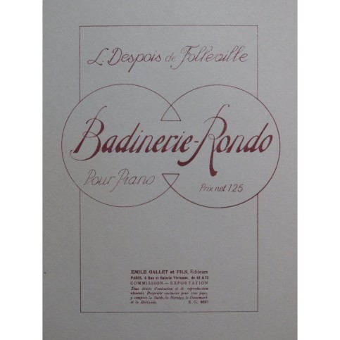 DESPOIS DE FOLLEVILLE L. Badinerie-Rondo Piano ca1925