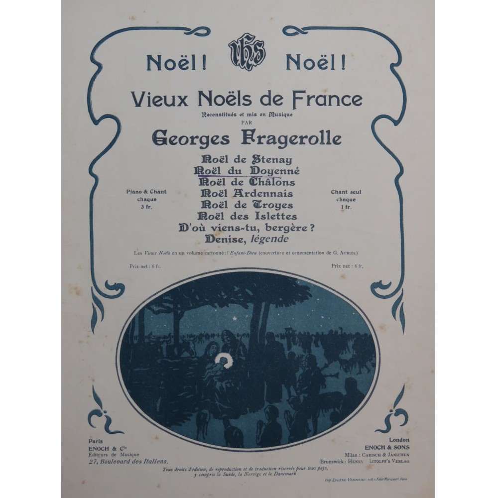 FRAGEROLLE Georges Noël du Doyenné Chant Piano 1899
