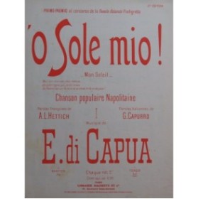 DI CAPUA E. O Sole Mio ! Chant Piano ca1900
