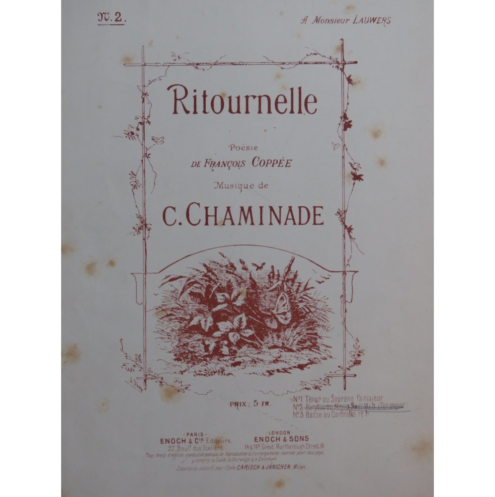 CHAMINADE Cécile Ritournelle Chant Piano ca1886