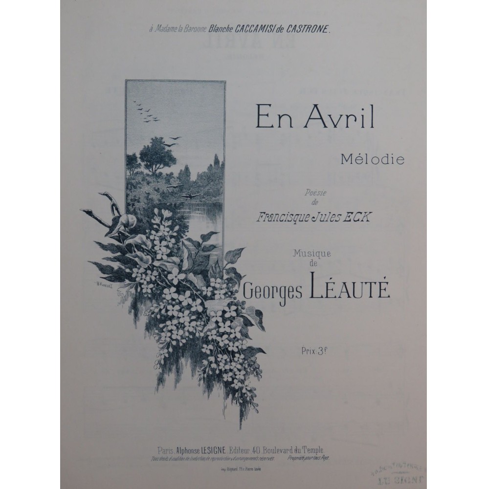 LÉAUTÉ Georges En Avril Chant Piano