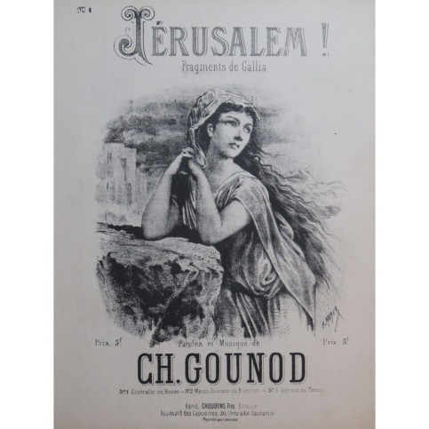 GOUNOD Charles Jérusalem Chant Piano XIXe siècle