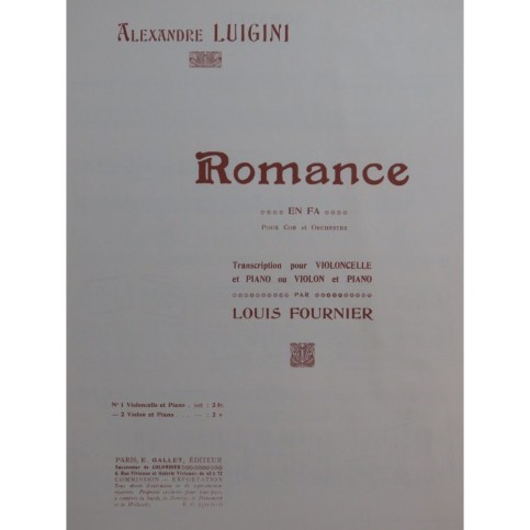 LUIGINI Alexandre Romance Piano Violon