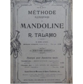TALAMO Raphaël Méthode élémentaire de Mandoline 1906