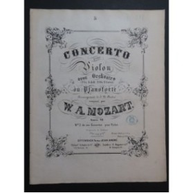 MOZART W. A. Concert op 98 K 211 Violon Piano ca1860