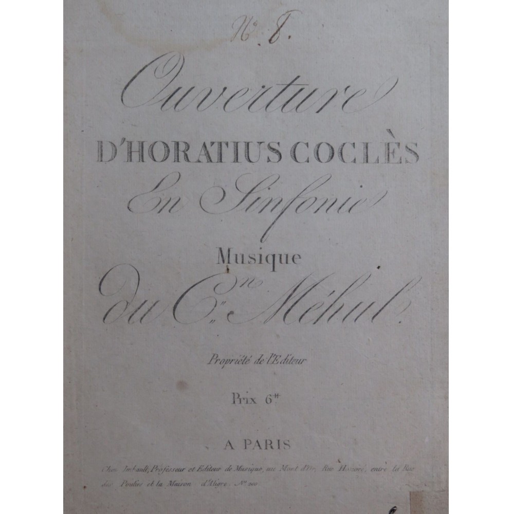 MÉHUL Horatius Coclès Ouverture Orchestre ca1795