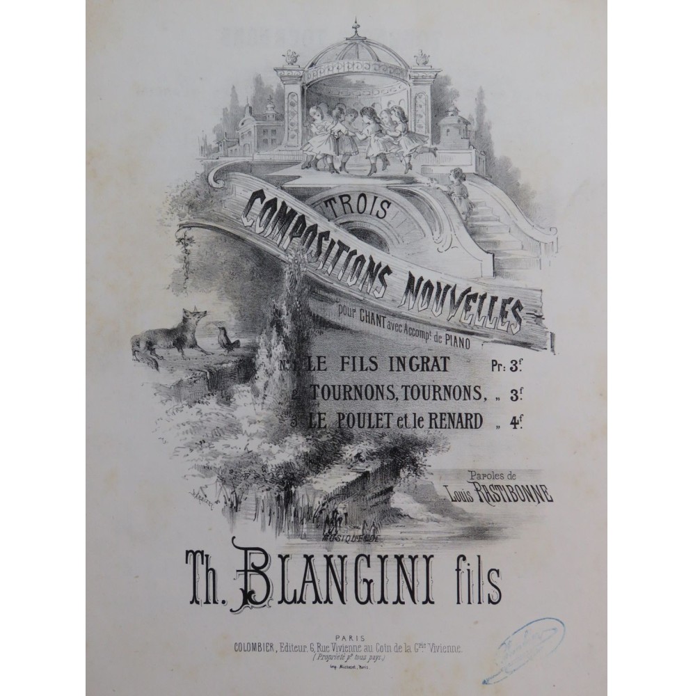 BLANGINI Théodore fils Tournons Tournons Chant Piano ca1875