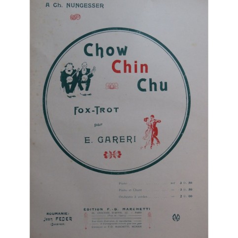 GARERI E. Chow Chin Chu Fox Trot Danse Piano 1919