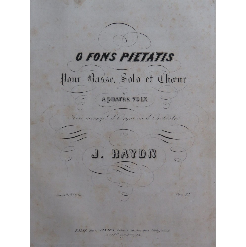 HAYDN Joseph O Fons Pietatis Chant Orgue ou Orchestre ca1840