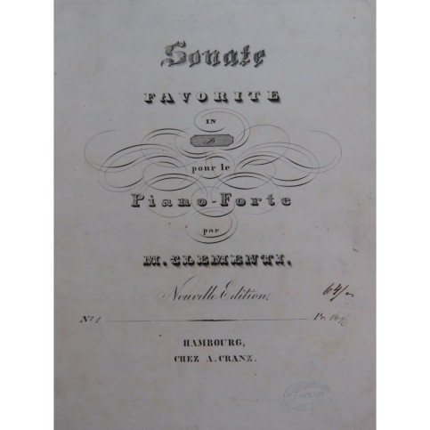 CLEMENTI Muzio Sonate Favorite in B Piano ca1850