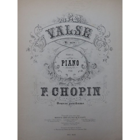 CHOPIN Frédéric Valse en Mi mineur Piano ca1870