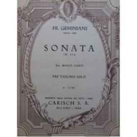 GEMINIANI Francesco Sonata in Si b Violon 1950