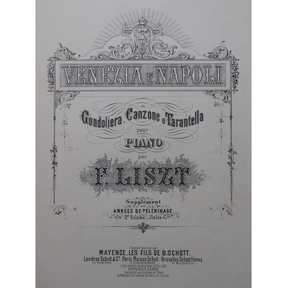 LISZT Franz Venezia e Napoli Piano ca1865