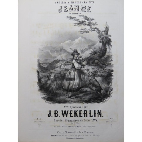 WEKERLIN J. B. Jeanne Chant Piano ca1850