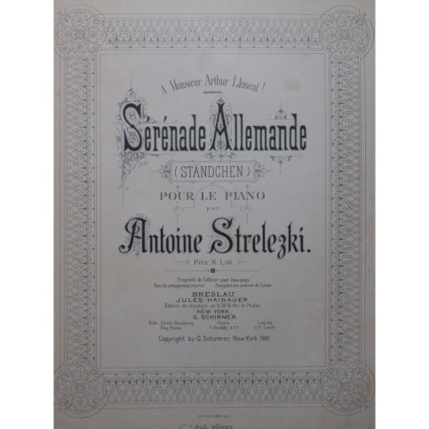 STRELEZKI Antoine Sérénade Allemande Piano 1891