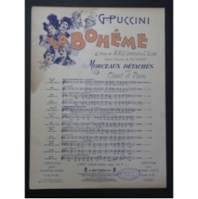 PUCCINI Giacomo La Bohème No 4 Solo de Mimi Chant Piano 1900