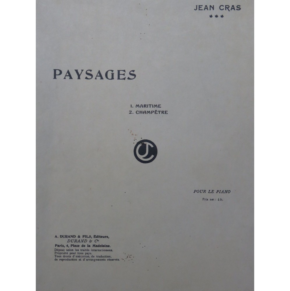 CRAS Jean Paysages Maritimes et Champêtre Piano 1920