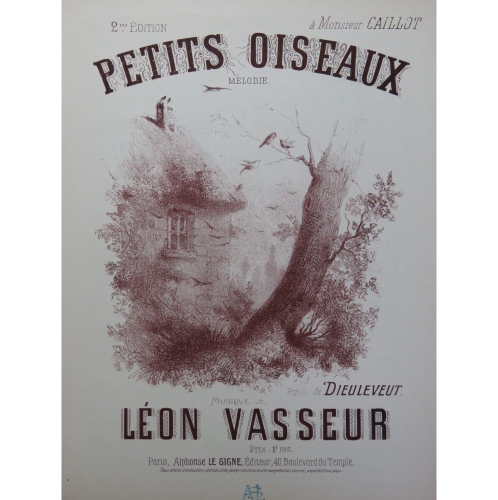 VASSEUR Léon Petits Oiseaux Chant Piano ca1890