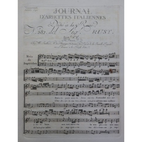 RUST Giacomo Resta in pace amato bena Chant Orchestre 1790