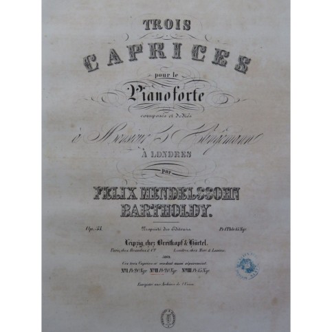 MENDELSSOHN Caprice op 33 No 2 Piano ca1840