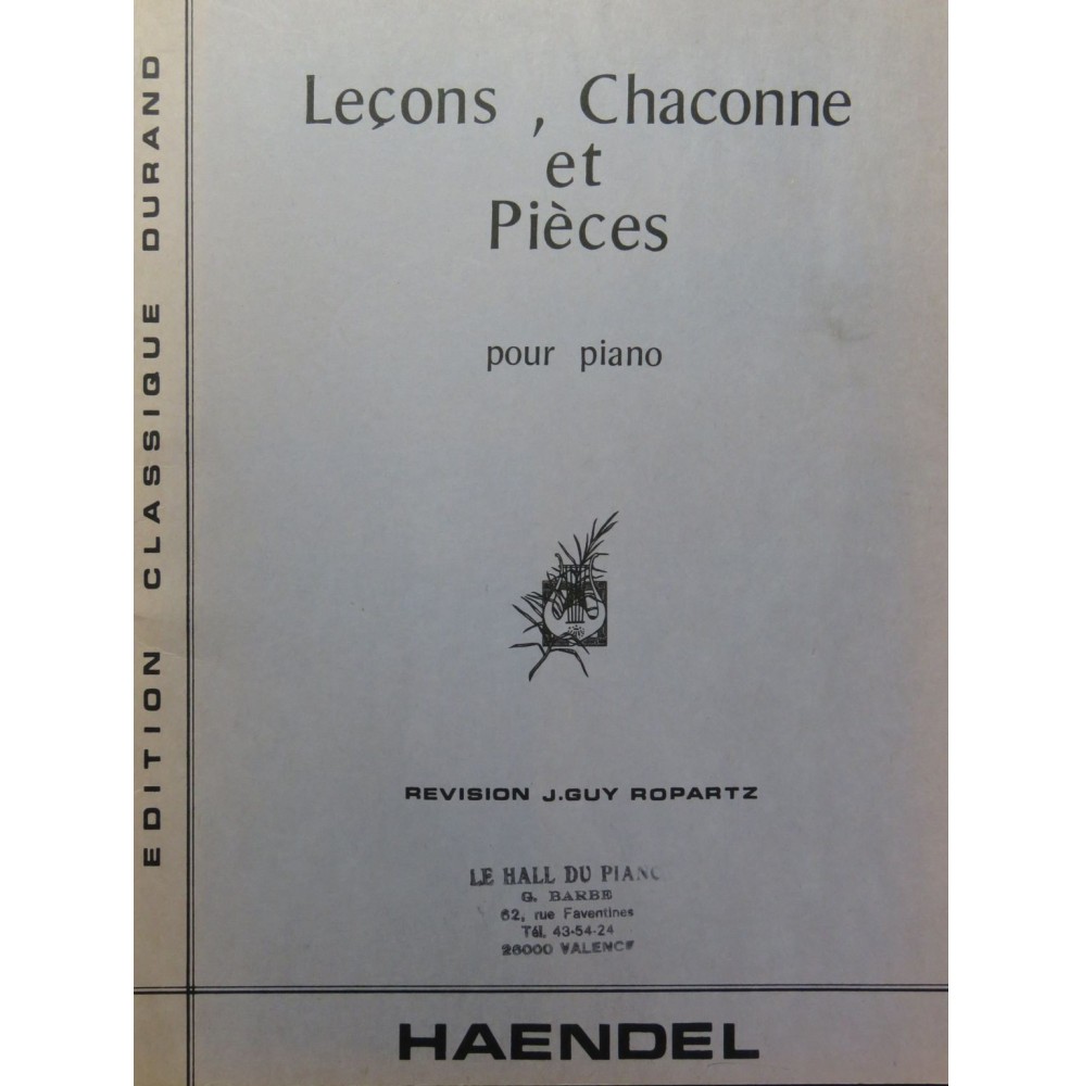 HAENDEL G. F. Leçons Chaconne et Pièces Piano 1978