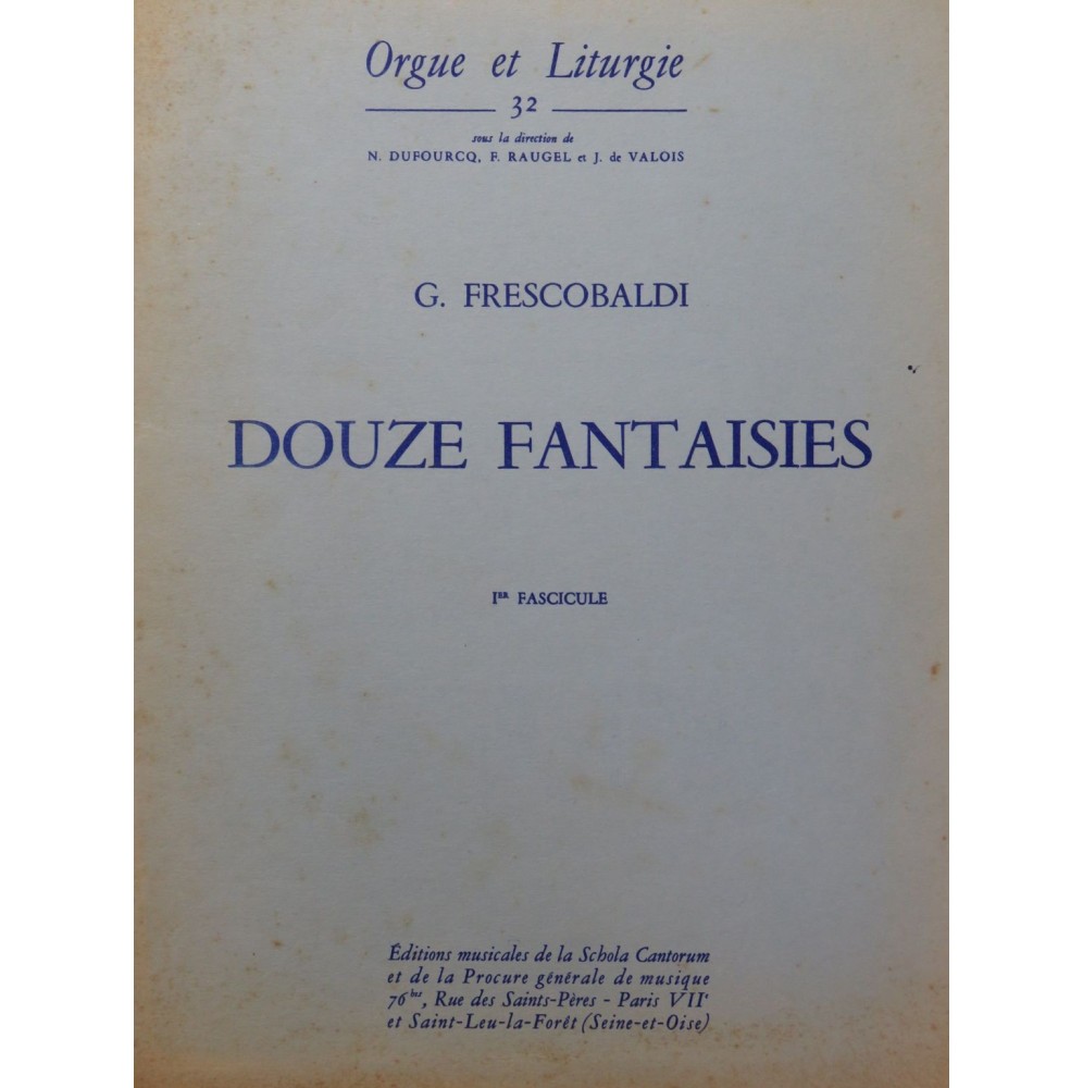 FRESCOBALDI Girolamo Douze Fantaisies 1 Orgue 1956