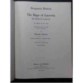 BRITTEN Benjamin The Rape of Lucretia Opéra Chant Piano ca1960