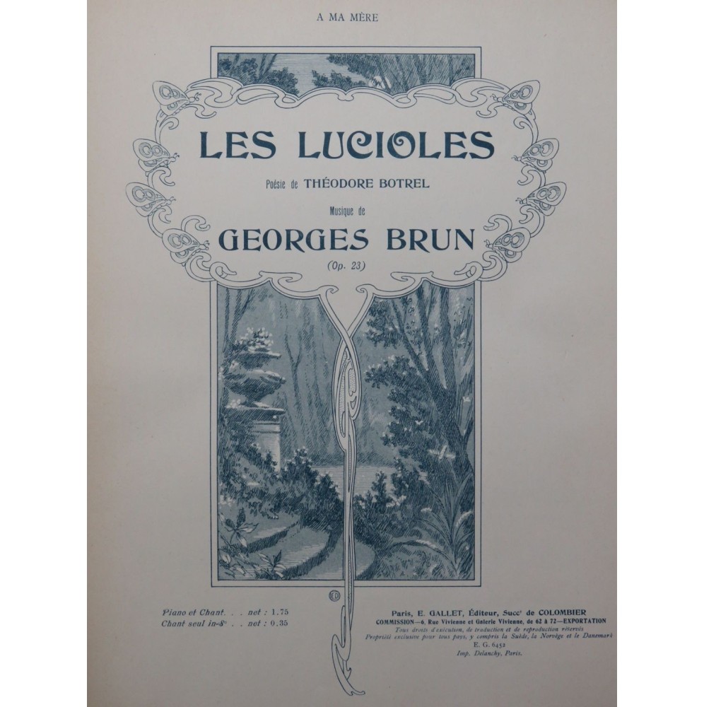 BRUN Georges Les Lucioles Chant Piano