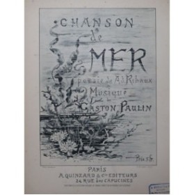 PAULIN Gaston Chanson de Mer Chant Piano ca1890