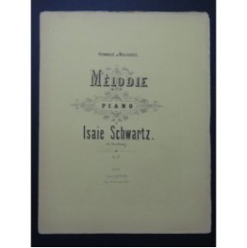 SCHWARTZ Isaïe Hommage à Mulhouse Piano XIXe siècle