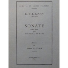 TELEMANN G. F. Sonate en La mineur Piano Violoncelle 1956