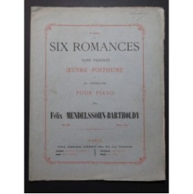 MENDELSSOHN Six Romances sans Paroles op 102 Piano XIXe