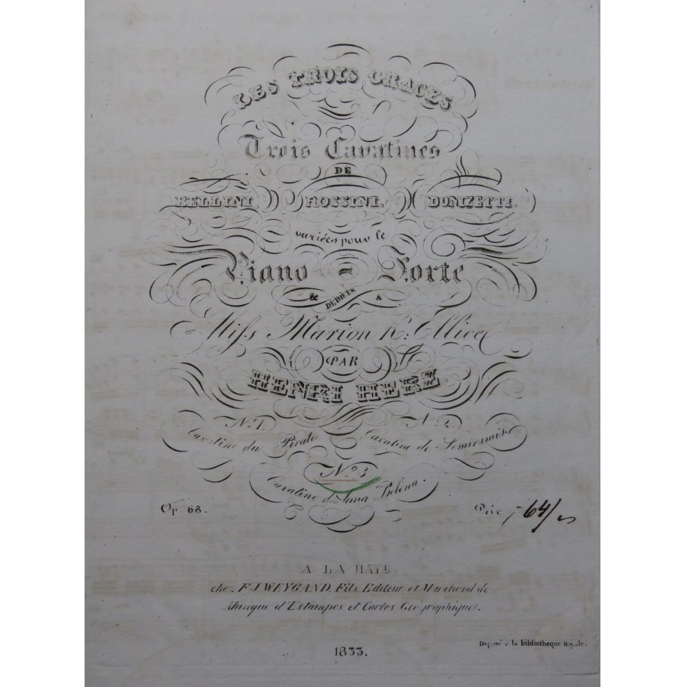 HERZ Henri Cavatine d'Anna Bolena op 68 Piano 1833