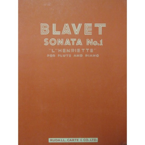 BLAVET Michel Sonata No 1 L'Henriette Flûte Piano
