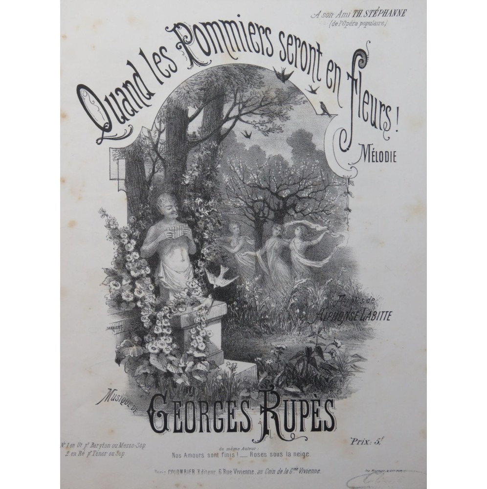 RUPÈS Georges Quand les Pommiers seront en Fleurs Chant Piano 1880