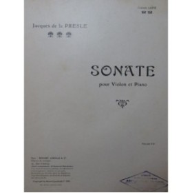 DE LA PRESLE Jacques Sonate Violon Piano 1921