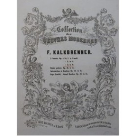 KALKBRENNER Frédéric Sonate op 1 No 3 Piano ca1850