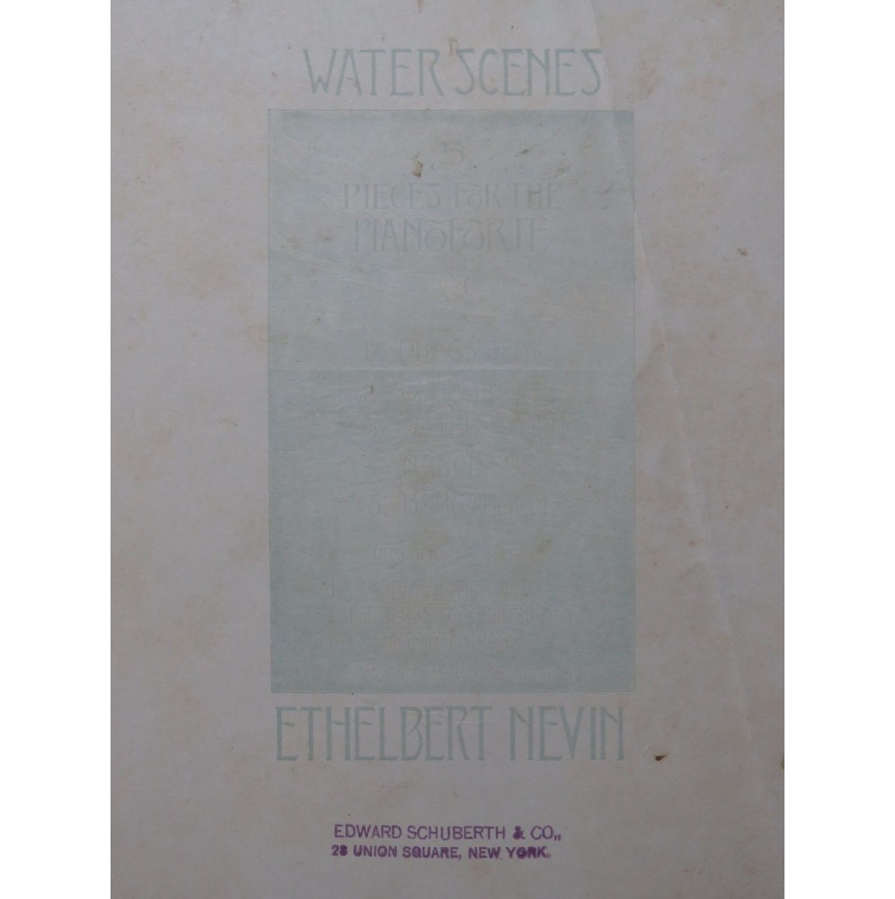 NEVIN Ethelbert Water Scenes op 13 Piano