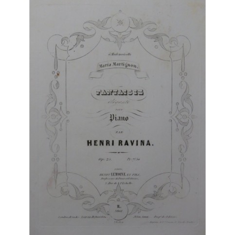 RAVINA Henri Fantaisie élégante Piano ca1852