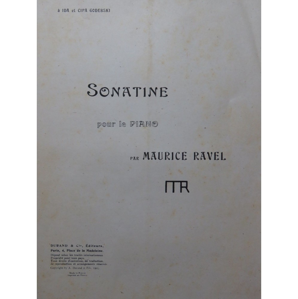 RAVEL Maurice Sonatine Piano 1944