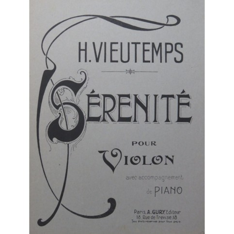 VIEUXTEMPS Henri Sérénité op 45 Violon Piano