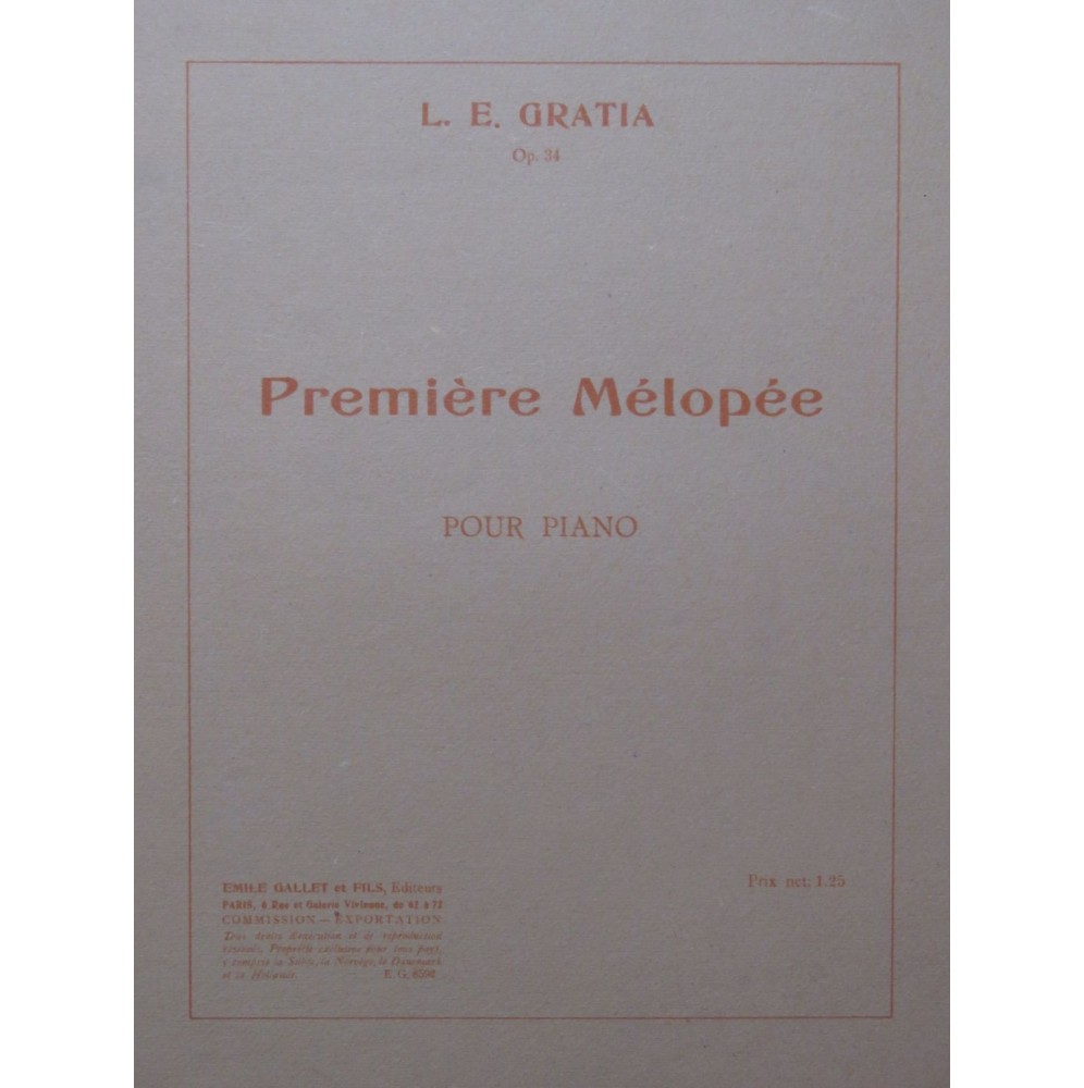 GRATIA L. E. Première Mélopée Piano