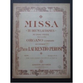 PEROSI Lorenzo Missa Te Deum Laudamus Chant Orgue 1899